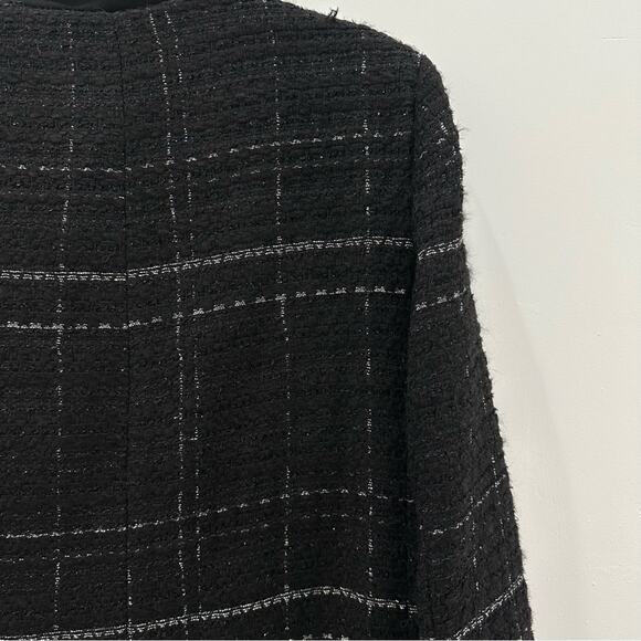 NWT Zara Black Textured Tweed Checked Frock Coat. - Picture 11 of 12